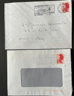 FRANCE 1985 Et 1987  -  2  Enveloppes Liberté 2.20 Avec  Des Anomalies Dans L'oblitération - Lettres & Documents