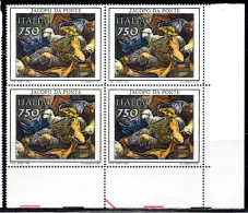 ITALIA REPUBBLICA ITALY 1992 PATRIMONIO ARTISTICO JACOPO DA PONTE ADORAZIONE DEI PASTORI QUARTINA ANGOLO DI FOGLIO MNH - 1991-00: Mint/hinged