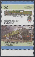 St.Vincent-Grenadinen Mi.Nr. Zdr.470-71 Lokomotiven, Clan Class (2 Werte) - St.Vincent (1979-...)