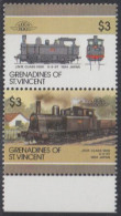 St.Vincent-Grenadinen Mi.Nr. Zdr.472-73 Lokomotiven, J.N.R. Class 1800 (2 Werte) - St.Vincent (1979-...)