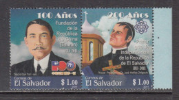 2011 El Salvador Anniversaries Relations With Taiwan Independence Complete Pair MNH - Salvador