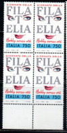 ITALIA REPUBBLICA ITALY REPUBLIC 1992 GIORNATA DELLA FILATELIA STAMP DAY QUARTINA BORDO DI FOGLIO BLOCK MNH - 1991-00: Neufs