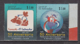 2011 El Salvador Anniversaries Diplomatic Relations With Canada Flags Maps Complete Pair MNH - El Salvador