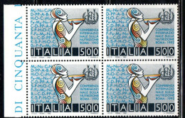 ITALIA REPUBBLICA ITALY REPUBLIC 1992 CONFERENZA INTERNAZIONALE NUTRIZIONE NUTRITION ROMA QUARTINA BORDO DI FOGLIO MNH - 1991-00: Nieuw/plakker