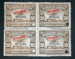Ecuador Specimen Stamps Block Of 4 - Ecuador