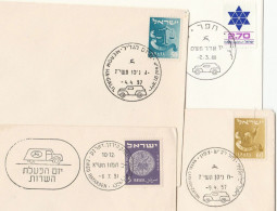 4 Diff 1951 - 1980 MOBILE POST OFFICE Israel COVERS Post Van Emiq Hayarden, Hefer, Merom Ha-galil, Nahal Lakhish Cover - Lettres & Documents