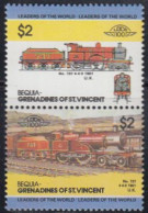St.Vincent-Grenadinen-Bequia Mi.Nr. Zdr.88-89 Lokomotiven, No.737 (2 Werte) - St.Vincent (1979-...)