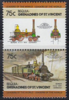St.Vincent-Grenadinen-Bequia Mi.Nr. Zdr.58-59 Lokomotiven, Borsig (2 Werte) - St.Vincent (1979-...)