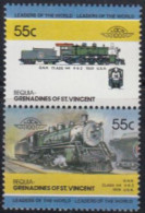 St.Vincent-Grenadinen-Bequia Mi.Nr. Zdr.128-29 Lokomotiven, Class H4 (2 Werte) - St.Vincent (1979-...)