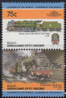 St.Vincent-Grenadinen-Bequia Mi.Nr. Zdr.132-33 Lokomotiven, Royal Scot (2 Werte) - St.Vincent (1979-...)