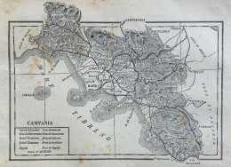 CARTINA GEOGRAFICA DELLA CAMPANIA  (18x12) - DA ANTICA PUBBLICAZIONE - Carte Geographique