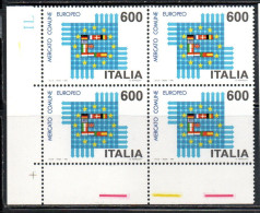 ITALIA REPUBBLICA ITALY REPUBLIC 1992 MERCATO COMUNE EUROPEO COMMON EUROPEAN MARKET MEC QUARTINA ANGOLO DI FOGLIO MNH - 1991-00:  Nuovi