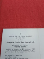 Doodsprentje François Louis Van Hemelryck / Lokeren 21/11/1909 - 26/9/1976 ( Yvonne Dermul ) - Godsdienst & Esoterisme