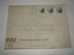 4536 Lettre Air Mail Par Avion SAS Scandinavian Airlines System Anchorage Alaska Bande De 3 Pour St Dié Vosges 3/4/66 - Covers & Documents