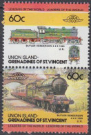 St.Vincent-Grenadi.-Union Isl. Mi.Nr. Zdr.90-91 Lokomotiven, Butler (2 Werte) - St.Vincent Und Die Grenadinen