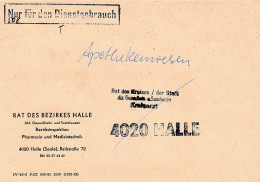 DDR Dienst Brief - Nur Für Den Dienstgebrauch - Rat Des Bezirkes Halle - Servicio Central De Correos