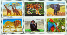 C 2712 Brazil Stamp Zoo Giraffe Elephant Lion Monkey Macaw Tiger Fauna Africa 2007 Sextille - Neufs