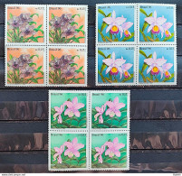 C 2007 Brazil Stamp World Orchid Conference Flora 1996 Complete Series Block Of 4 - Unused Stamps