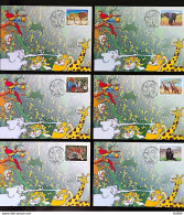 Brazil Maximum Card Zoo Postcard Lion Giraffe Tiger Monkey Macaw Elephant 2007 Complete Series - Tarjetas – Máxima