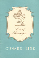 1960 Cunard Line RMS Saxonia Cruise Ship Officers Passenger List Book - Mondo