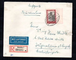 Danzig 1924 Freimarke 210 EF Gebraucht Auf R-Umschlag Nach Jugenheim - Lettres & Documents