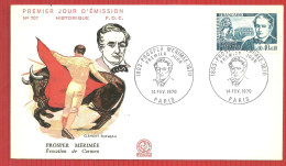 FDC PROSPER MERIMEE PARIS 14 2 1970 - 1970-1979