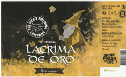 Etiquette Bière The Piggy Brewing Company Lacrima De Oro - Arte Della Tavola