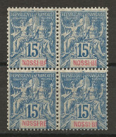 NOSSI-BE N° 32 Bloc Variétée Sans Accent Sur Le E De BE Un F Et Un R NEUF** LUXE SANS CHARNIERE / Hingeless / MNH - Ongebruikt