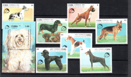 Ultramar 1992 Set Dogs/Hunde Stamps (Michel 3558/64 + Block 128) MNH - Neufs