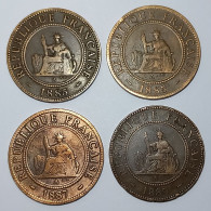 France, Indochine, 1 Centième 1885-1889 (4 Monnaies) - Indochina Francesa
