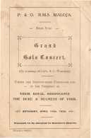 RMS Maloja 1925 P&O Ship Concert Duke Duchess Of York Programme - Programmi