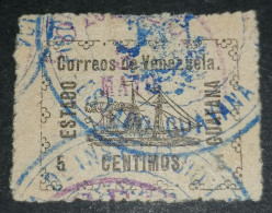 Guayana 5c 1903 Screw Steamer Ban-Righ With Blue Seal Overprint "FISCALIA DE INSTRUCCION PUBLICA ESTADO GUAYAN - Venezuela