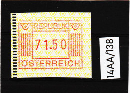 14AA/138  ÖSTERREICH 1983 AUTOMATENMARKEN  A N K  1. AUSGABE  71,50 SCHILLING   ** Postfrisch - Machine Labels [ATM]