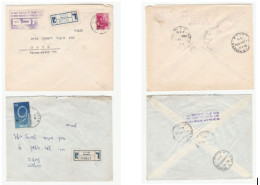 1956-58 2 Covers Reg Hadera To Netanya & Netanya To Hadera ISRAEL Stamps Registered Label Cover - Cartas & Documentos