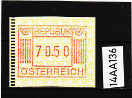 14AA/136  ÖSTERREICH 1983 AUTOMATENMARKEN  A N K  1. AUSGABE  70,50 SCHILLING   ** Postfrisch - Vignette [ATM]