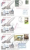 3 Plis Concorde 20.10.1974 Au 28.10.1974 Pour Le Tour De La Côte Pacifique Américaine 13 Destinations. A VOLE A BORD RR - Concorde