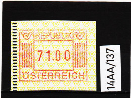 14AA/137  ÖSTERREICH 1983 AUTOMATENMARKEN  A N K  1. AUSGABE  71,00 SCHILLING   ** Postfrisch - Automatenmarken [ATM]