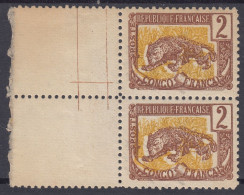 CONGO N° 28d VARIETE CENTRE DEPLACE SUR UNE PAIRE NEUVE ** GOMME SANS CHARNIERE - Unused Stamps