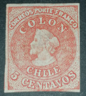 Chile 5 Centavos 1855 MNH No Gum 2nd London Mint Michel 1 I Y - Chili