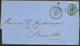 18 Bleu Verdâtre Pl I Sur Lettre Obli. LP 12 CàD Anvers Le 24 Mai 1866 Février 1868 (Lot 440) - 1865-1866 Profil Gauche