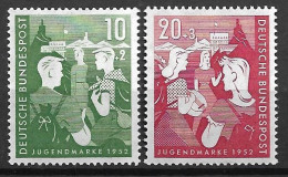 Bund 1952: Mi. 153- 154 ** Serie Bundesjugendplan, Wandern (45.-) Motiv Kinder - Ungebraucht