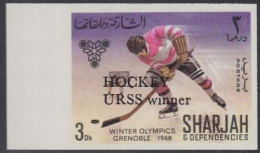 Sharjah Mi.Nr. 410B Olympia 1968 Grenoble, Eishockey, M.Aufdr. (3) - Sharjah