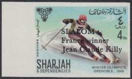 Sharjah Mi.Nr. 411B Olympia 1968 Grenoble, Skiabfahrt, M.Aufdr. (4) - Sharjah