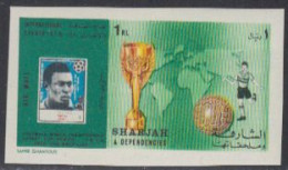 Sharjah Mi.Nr. 651B Fußball-WM 70, Pele Ball Schiri Weltkarte Pokal, Ungez (1 R) - Schardscha