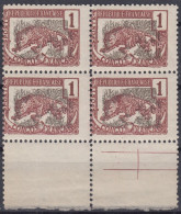 CONGO N° 27c BLOC DE 4 AVEC VARIETE CENTRE DEPLACE NEUFS ** GOMME SANS CHARNIERE - Unused Stamps