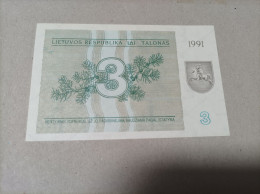 Billete De Lituania De 3 Talonas, Año 1991, UNC - Litouwen