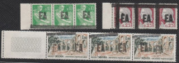 Année 1962-N°354/355 + 358 Neufs**Mnh : "EA" Surcharge Manuelle-RP. D'Alger : Bandes De 3 (g-1) - Algeria (1962-...)