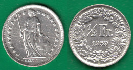 Schweiz - Switzerland 1/2 Franken 1959 SILVER Silber COIN    (32459 - Autres & Non Classés
