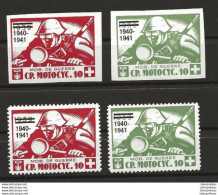 407 - 40 - 2 Timbres Dentelés Et 2 Timbres Non-dentelés "Cp. Motocyc. 10" Surchargé 1940 - 1941 - Vignetten