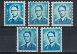 ROI BAUDOUIN  ** / MNH  7 Fr   5 NUANCES   à  1,79 - Unused Stamps